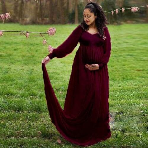 Sexy Long Maternity Photography Props Pregnancy Dress For Baby Shower Dresses Chiffon Pregnant Women Maxi Gown Photo Shoots 2020