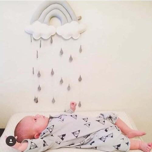 Nordic Rainbow Cloud With Raindrop Wall Hanging Kids Room Decoration Cloud Scandinavian Style Children Room Baby Nursery