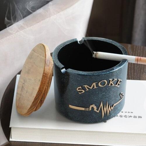 Resin Moden Ashtray With lid for Tabletop Gift for Friends Hotel Outdoor Home Decoration Smokeless Ashtray Holder