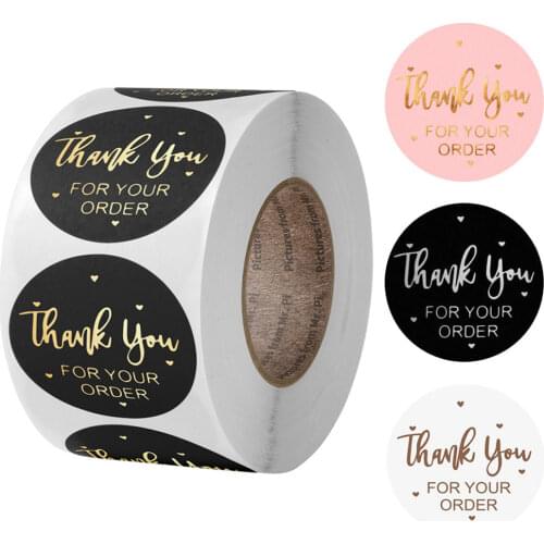 "THANK you for your order"sticker for envelope sealing labels sticker black pink transparent gold sticker stationery supply