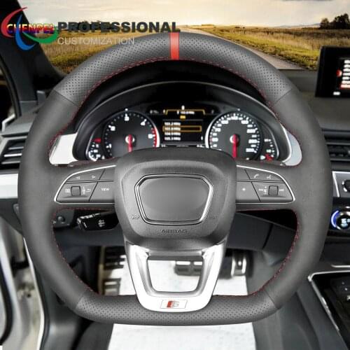 DIY Hand-Sewn Non-Slip Custom Leather Suede Steering Wheel Cover For Audi Q3 2019 SQ5 2018 2019 Car Interior Accessories