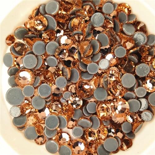 AAAA+ Quality Champagne HotFix Rhinestones ss6 ss10 ss16 ss20 ss30 Iron On Flatback Hot Fix Rhinestones For Luxury Dress