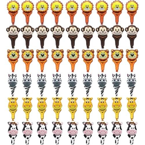 Jungle Party Supplies Mini Animals Balloon Helium Hold in Hand Giraffe Lion Monkey Cow Tiger Farm Safari Birthday Kids Gift