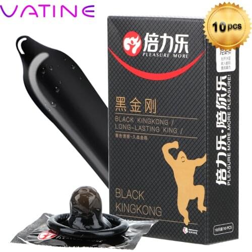 VATINE 10Pcs/Box Ultra Thin Latex Condoms for Men Adult Sex Products Black Condom for Men Sex Products
