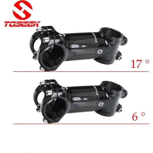 TOSEEK 31.8mm Bike Stem Carbon Bicycle Handlebar Stem 60/70/80/90/100/110/120mm 6/17 Degree Riser stems for Mountain Road Bike