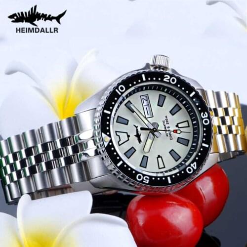 Heimdallr Vintage Abalone SKX007 Mens Diving Watch Sapphire 200M Water Resistance NH36A Automatic Movement Luminous Male Watch