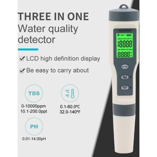 3 in 1 pH TDS Temp 0.01 Resolution High Accuracy Pen Type PH Meter Water Tester for Water, Wine, Spas, Aquariums