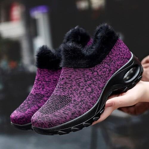 Weweya 2020 Winter Platform Sneaker Women Thick Bottom Sock Shoes Woman Casual Platform Shoes Womens Vulcanize Shoes Big Size