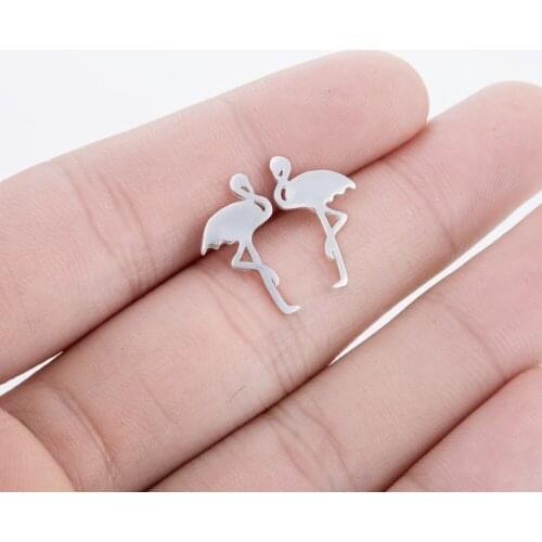 Yiustar New Arrival Cute Animal Flamingo Brass Stud Earrings for Women Gift Animal Earings pendientes mujer moda 2018