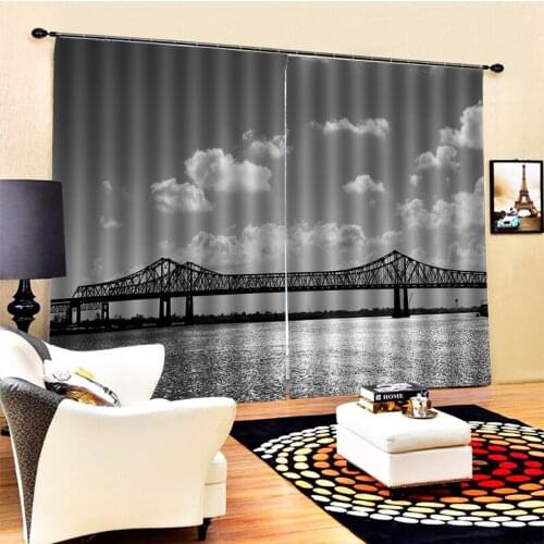 3D Curtain Printing Blockout Polyester Photo Drapes Fabric grey curtains 3D Blackout Curtains For Living room