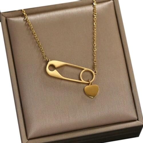 316L Stainless Steel Big Brooch Love Pendant Necklace Female Clavicle Necklace Titanium Steel Non-fading Ladies Necklace