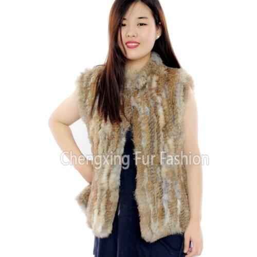 CX-G-B-99D Genuine Rabbit Fur Hand Made Fashion Vest Women Cheap Fur Jacket For Winter Spring