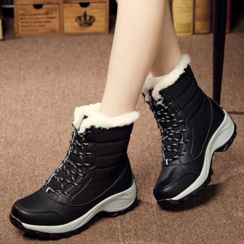Snow Boots 2020 Winter New Add Velvet High Top Shoes for Women Students Lace-up Versatile Waterproof Boots 35-42