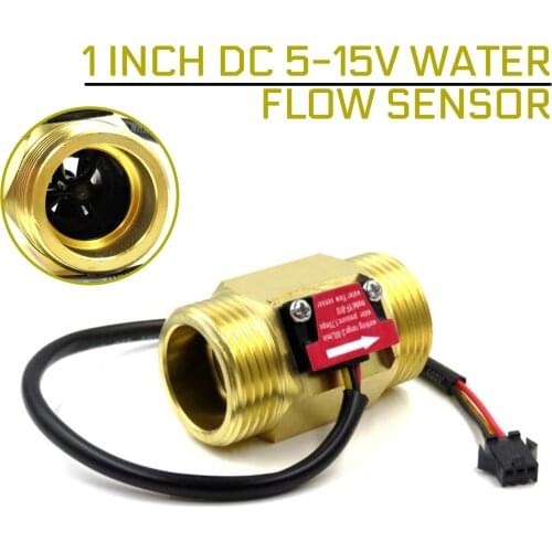 1 Inch DC 5-15V Water Flow Sensor Hall Sensor Switch Flow Meter Water Flow Sensor DN25 Brass Water Meter Industrial Flowmeter