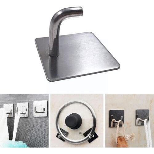 1pc Steel Hooks Hanger Self Adhesive Robe Towel Hook Tools Kitchen Living Mounted Wall Room Kitchen For Bathroom E7Q0