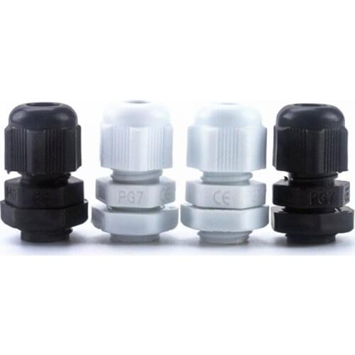 10pcs/lot Waterproof Cable Gland Cable Entry IP68 PG7 PG9 PG11 PG13.5 PG16 White Black Nylon Plastic Connector
