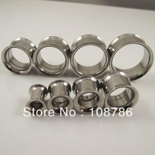 32pcs/lot 8 sizes Ear Plugs Flesh Tunnel Double Flared Tunnel with screw 316 Stainless steel piercing jewelry Free Shipping
