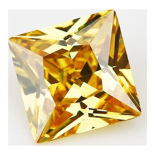 50PCS 2x2~15x15mm Square Shape Golden Yellow color AAAAA Loose Cubic Zirconia stone Princess Cut CZ Stone For Jewelry DIY