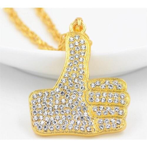 2021 Quick Selling Hip-hop Ornaments With Thumbs Up Pendants Popular In Europe And America Locket Necklace Pendants Crystal Pen