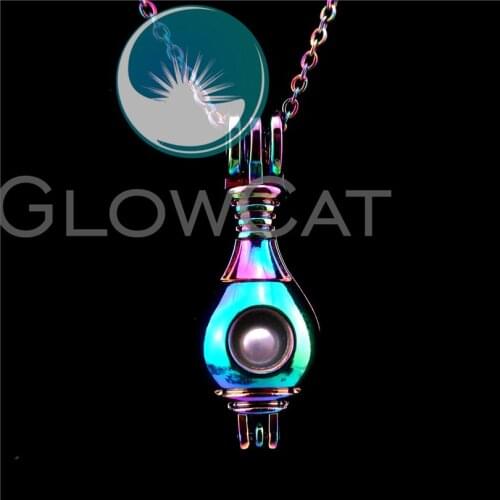 C595 Colorful Bottle Beads Cage Perfume Essential Oil Diffuser Gem Pearl Cage Locket Necklace Women Girl Gift