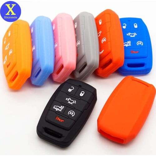 Xinyuexin Silicone Car Key Case Cover for Dodge Ram 1500 Smart Key 6 Button 2019 2020 New