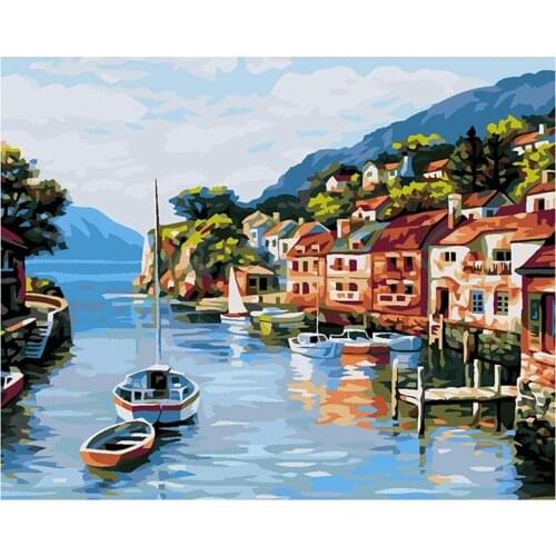 Digital Oil Painting 40X50cm Diy Sailing Boat Painting By Number Home Decoration Art Painting