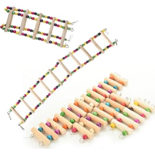 Wood Parrot Drawbridge Bird Ladder Climb Cableway Hamster Toys Birdcage Bridge Pet Training With 4 Hooks Drop Shipping