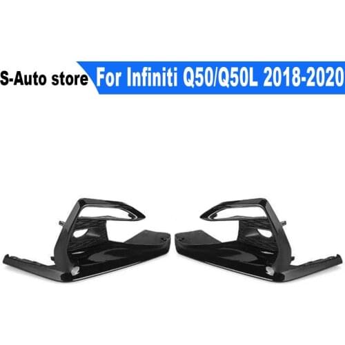 Piano Black/Carbon Fiber Pattern Sports Fog Light Frame Sports Edition Corner Fog Light Frame For Infiniti Q50/Q50L 2018-2020