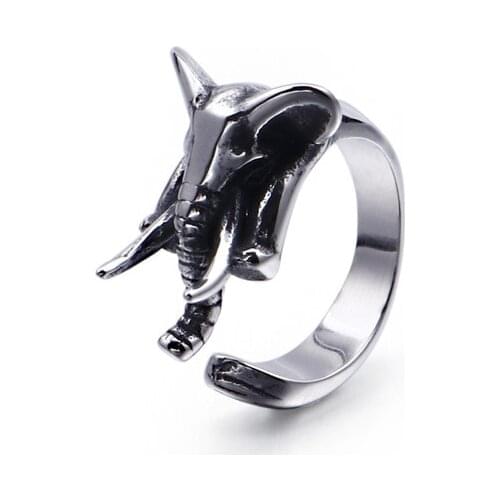 European and American personality creative elephant nose mens ring fashion punk rock style open ring