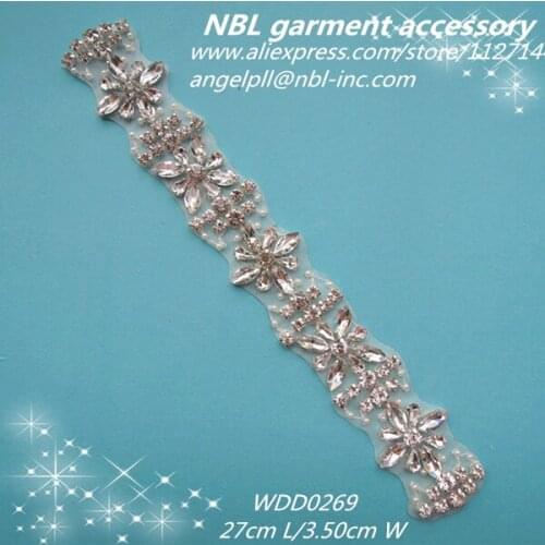 Crystal bridal beaded rhinestone sash applique for wedding dress WDD0269