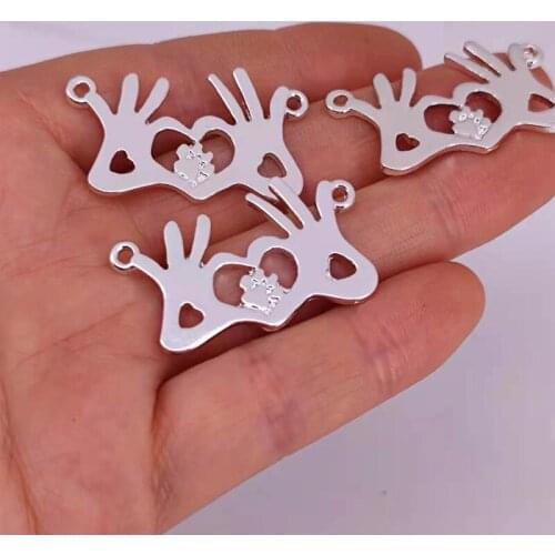 Hzew 50pcs new Love hand and cat dog claw paw pendant charm paw charms for women man Accessorie