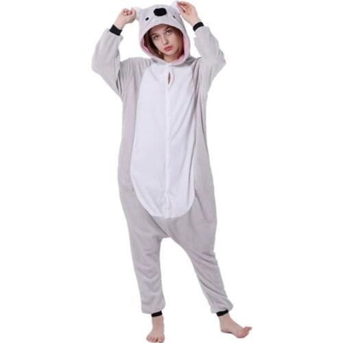 Kigurumi Koala Pajama Adult Animal Onesie Women Men Couple Anime Winter Pajamas Suit Sleepwear Flannel Pijamas