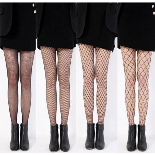 Sexy Women Fishnet Tights High Waist Mesh Stockings Pantyhose Thin Black Long Stocking Panty Female Elastic Collant Dress