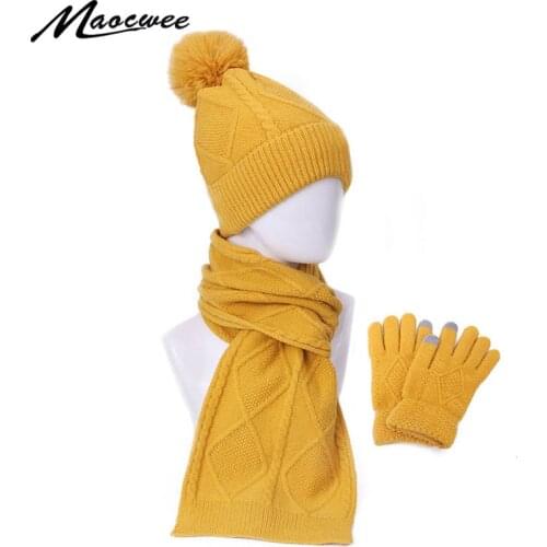 New Scarf Hat Gloves Set Three-Piece Winter Autumn Outdoor Warm Hats Scarves Gloves Set For Female And Male Unisex Drop Shipping