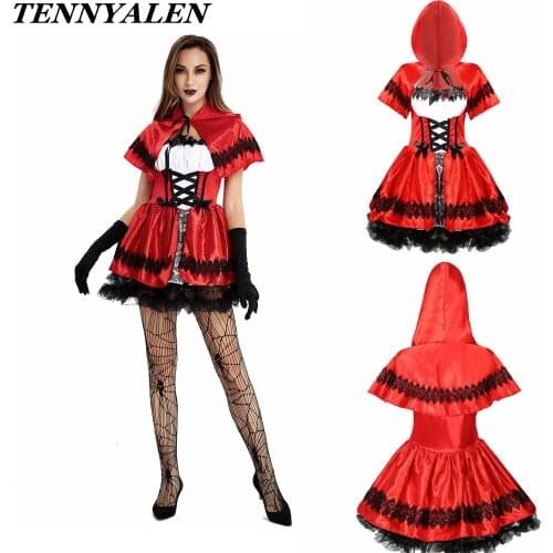 Halloween costumes from women fairy tales Little red riding hood Movie cosplay Little Red Halloween cosplay costumes adult skirt