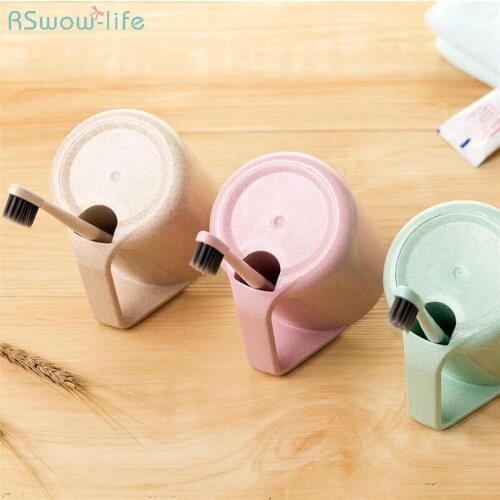 Creative Environmental Wheat Straw Space-Saving Mouthwash Cup Environmental Friendly Non-Toxic Toothbrush Cup Household Bathroom