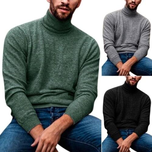 Mens Clothes 3XL Solid High Neck Knitted Shirts Sweater 2021 Loose Casual Pullover Warm Winter Knitwear Sweater Plus Size