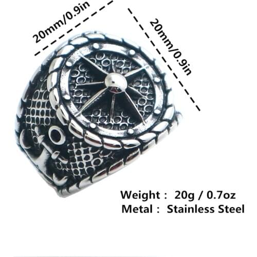 Size 7 To Size 15 Mens Boys 316L Stainless Steel Cool Punk Gothic Anchor Rudder Classic Ring