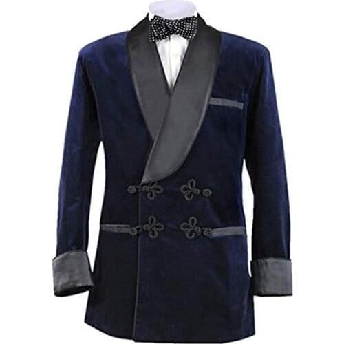 Men Black Smoking Jacket Designer Stylish Wedding Party Tuxedo Blazer Coat Velvet Blazer