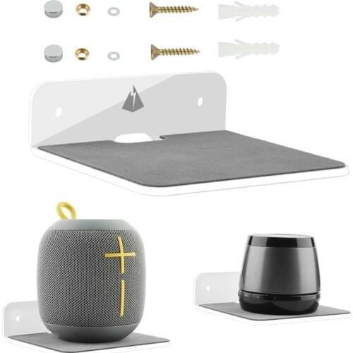 Wall Shelf Speaker Stand, Acrylic Wall Mount Display Shelf for BluetoothSpeaker, Webcam, Cell Phones, Toy Speaker accessories