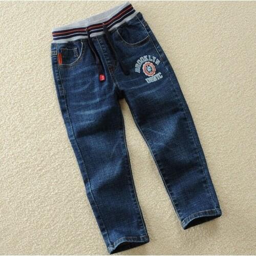 Spring and Autumn New Childrens Pants Childrens Big Boys Boys Jeans Trousers Elasticity Foreign Trade Childrens Wear Autumn