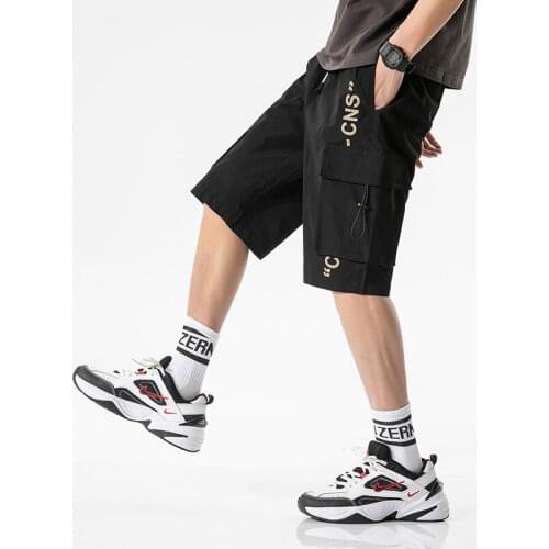 Summer New Trend Mens Shorts Overalls Loose Straight 5-Point Pants Korean Handsome Boys' Casual Sports Trousers Quick Drying