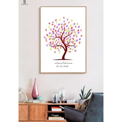 Original Design Simple Colorful Dreamlike Tree Wishes Gift Guestbook Fingerprint DIY Birthday Souvenir Signature for Party Deco