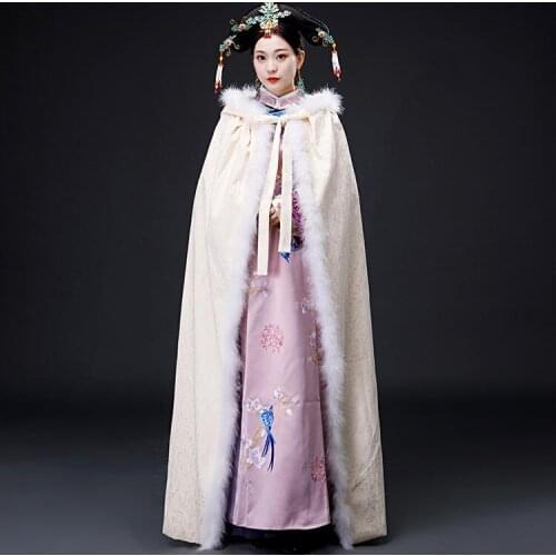Cloak Cape realistic performance Costume fine workmanship warm Elegant embroidery female vintage film and TV cosplay top grade