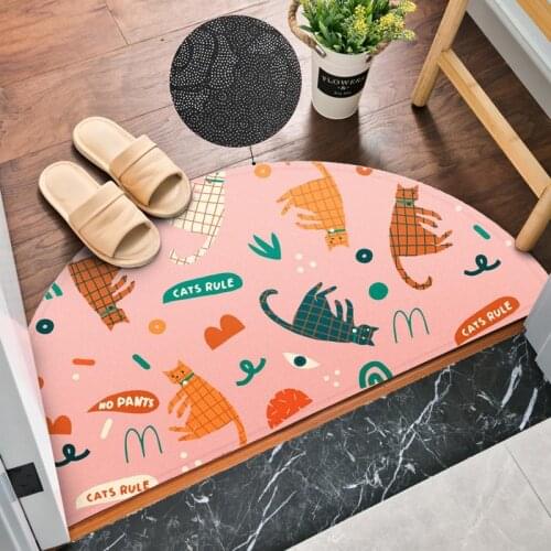 Semicircle Entrance Door Mat Anti-slip Carpet For Living Room Absorbent Cartoon Bath Mat Rubber Balcony Bathroom Rug Home Decor