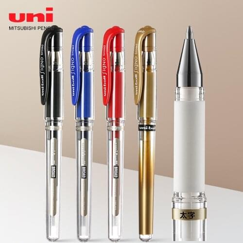 Uni High-gloss White Pen UM-153 Gold and Silver Check-in Pen 1.0mm Bullet Point Gel Pen for Students Double-point Pen Tip