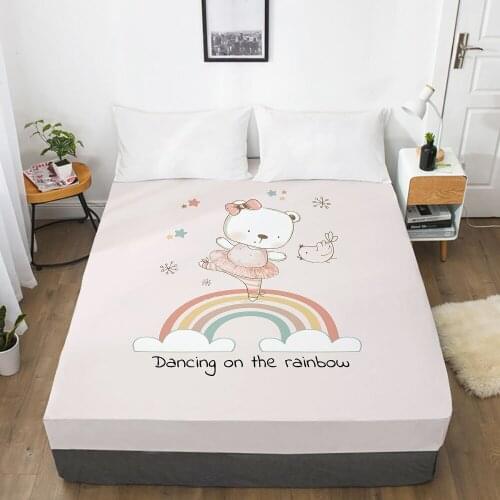 Animal Cartoon Kids Elastic fitted sheet bed sheet With An Elastic Band Mattress Cover Bed cover for children baby rainbow