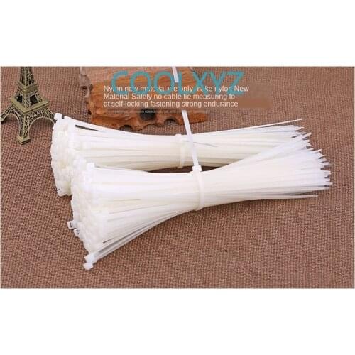 Self-locking nylon strap large binding belt plastic clasp retainer tie wire rope white / black 100PCS