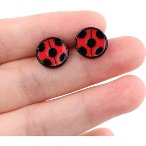 DZ2010 Cartoon Anime Animal Ladybug Stud Earrings for Woman Girls Kids Korean Fashion Jewelry Earrings 2021 Trend Gift Wholesale