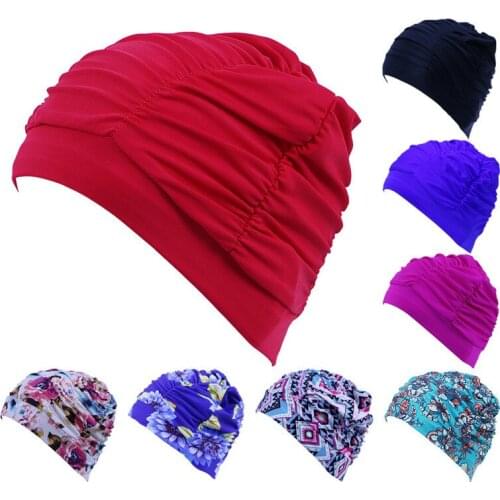 Free Size Swimming Cap Long Hair Sports Swim Pool Hat Elastic Nylon Turban for Men Women Swim Caps for Women